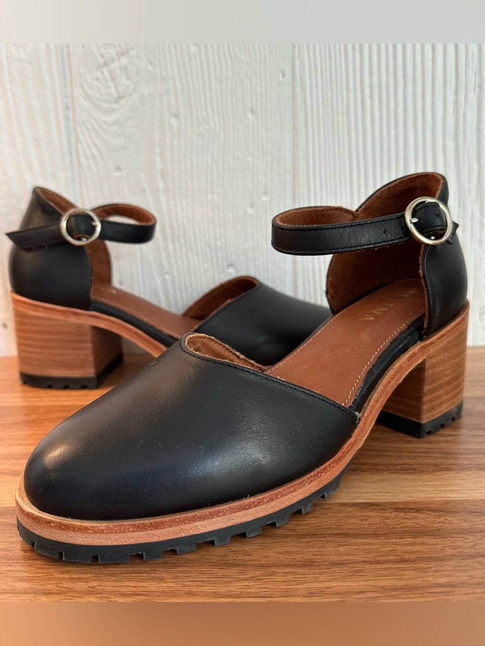 NWOT PATINA Portland Leather Black Heel Mary Jane Shoes Womens 5.5/35 Platform